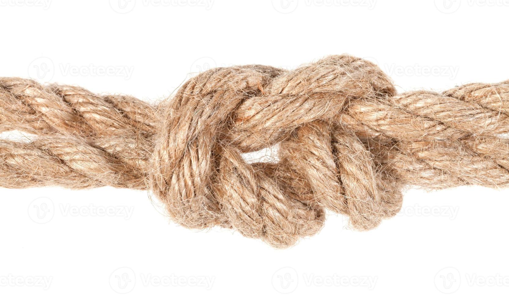 surgeon's knot joining two ropes close up isolated photo