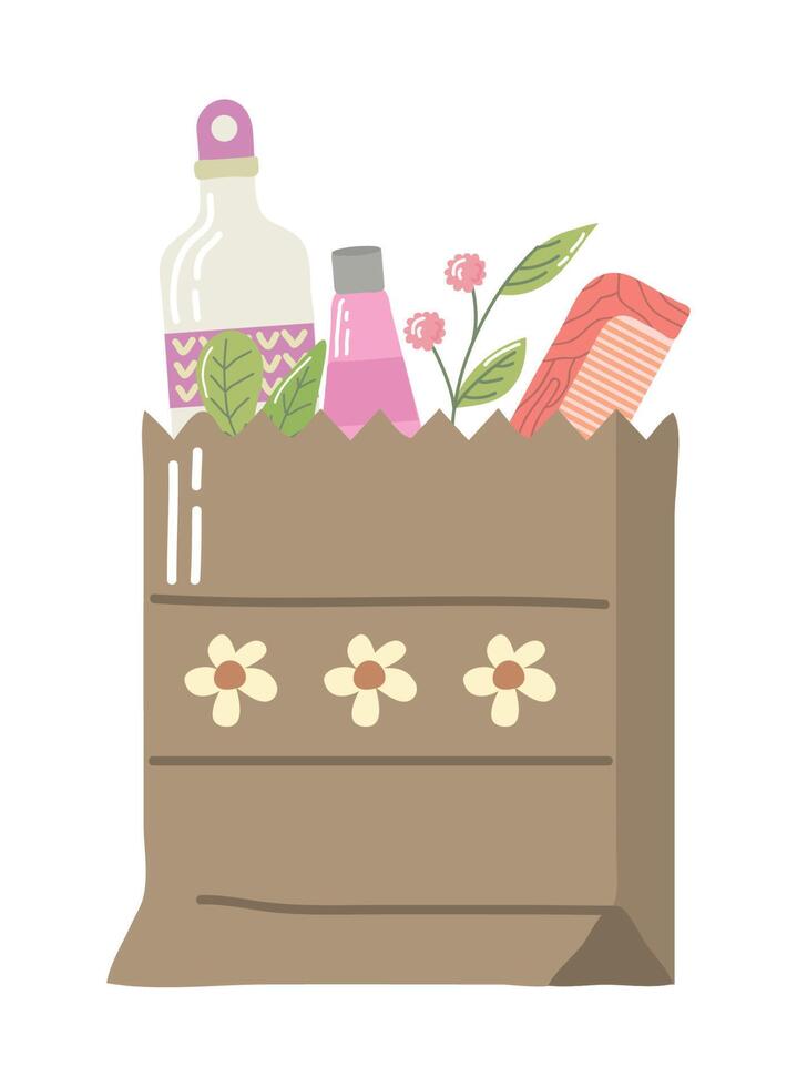 eco paper bag with elements vector