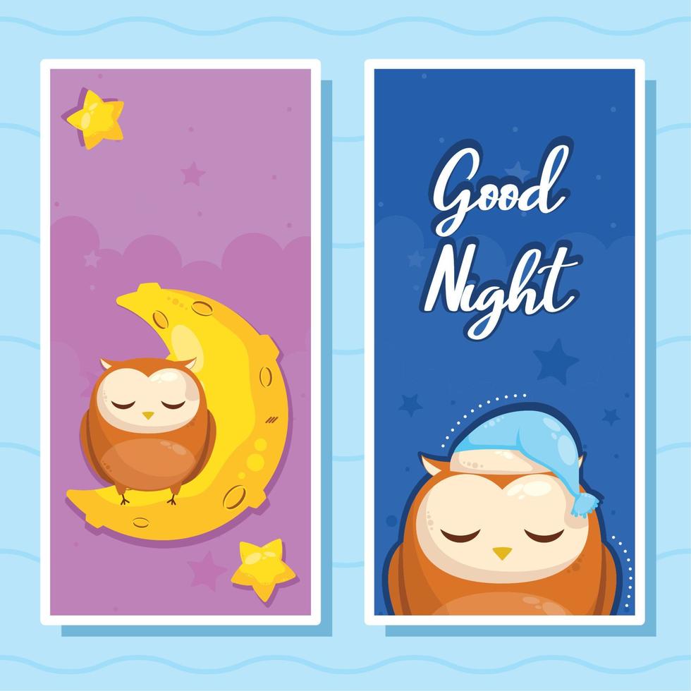 two postcards good night vector