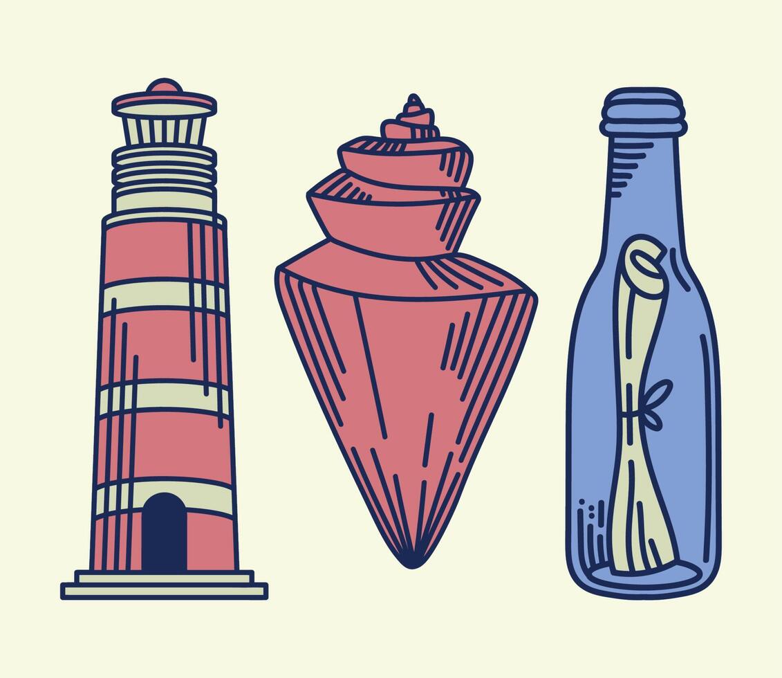 nautical retro icons vector