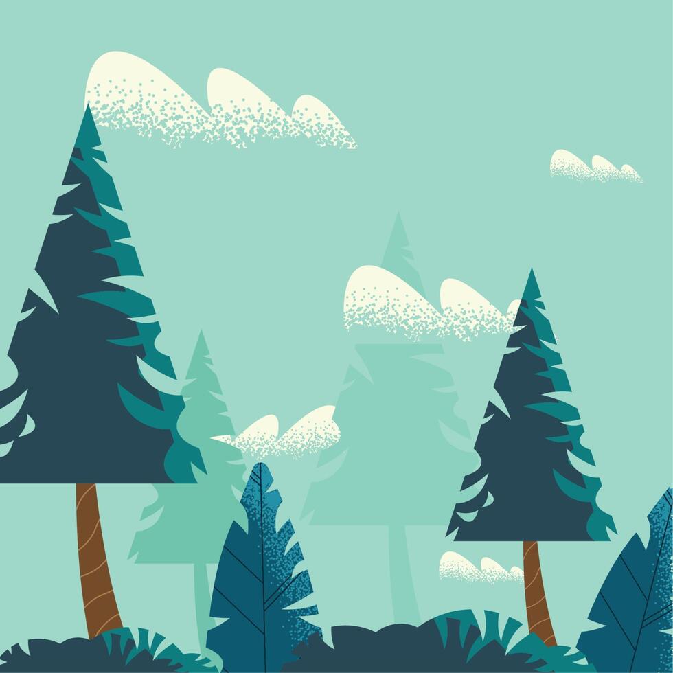 bosque pinos árboles paisaje vector