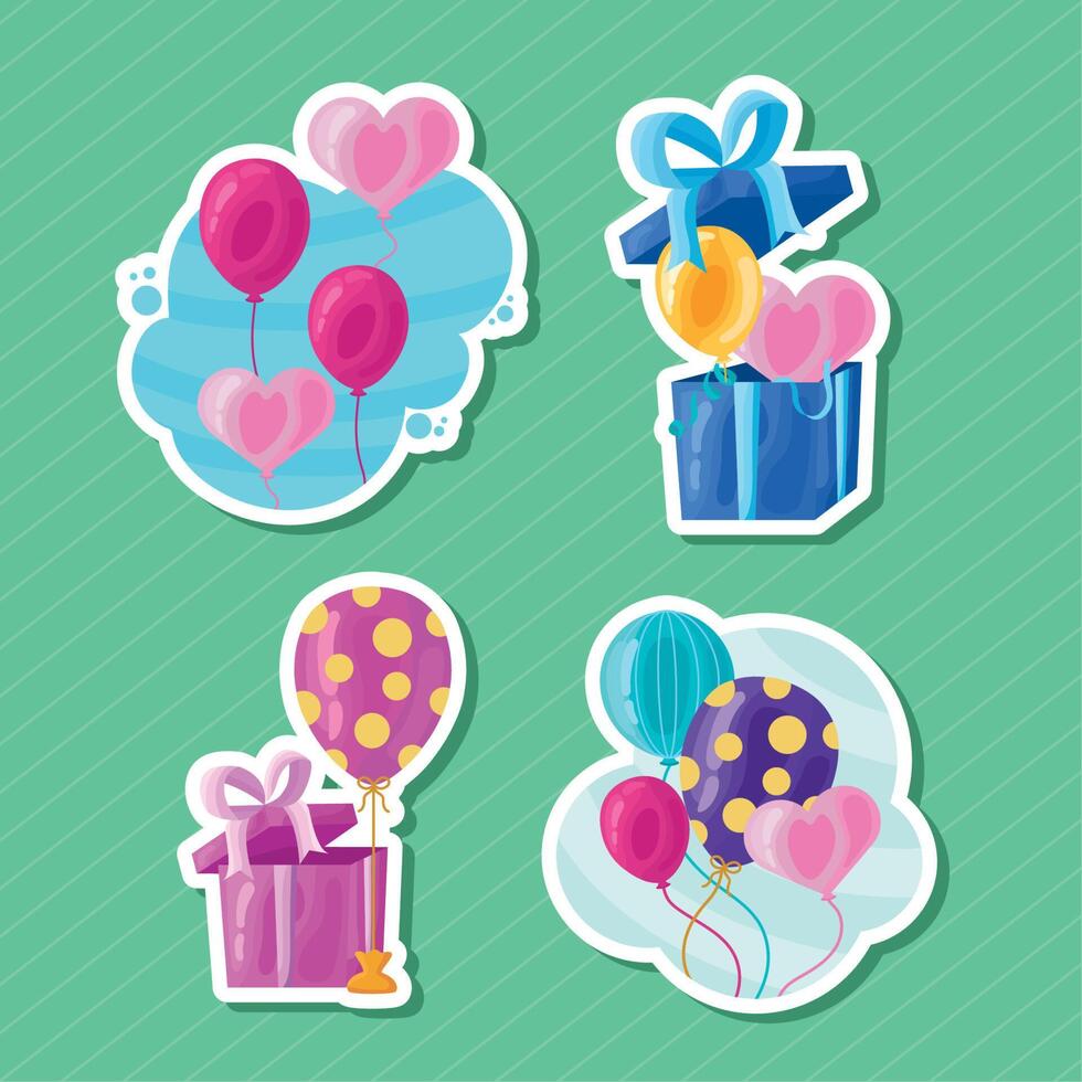 four celebration party icons vector