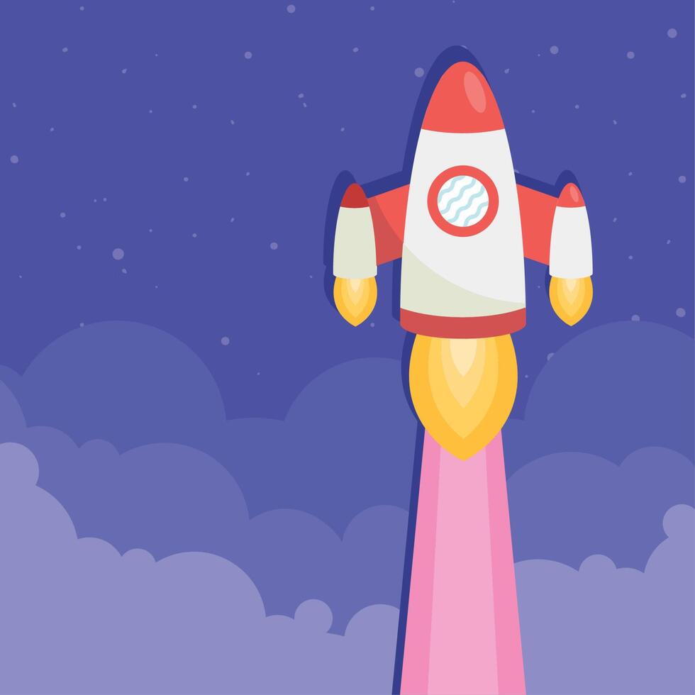 rocket launcher in purple sky vector