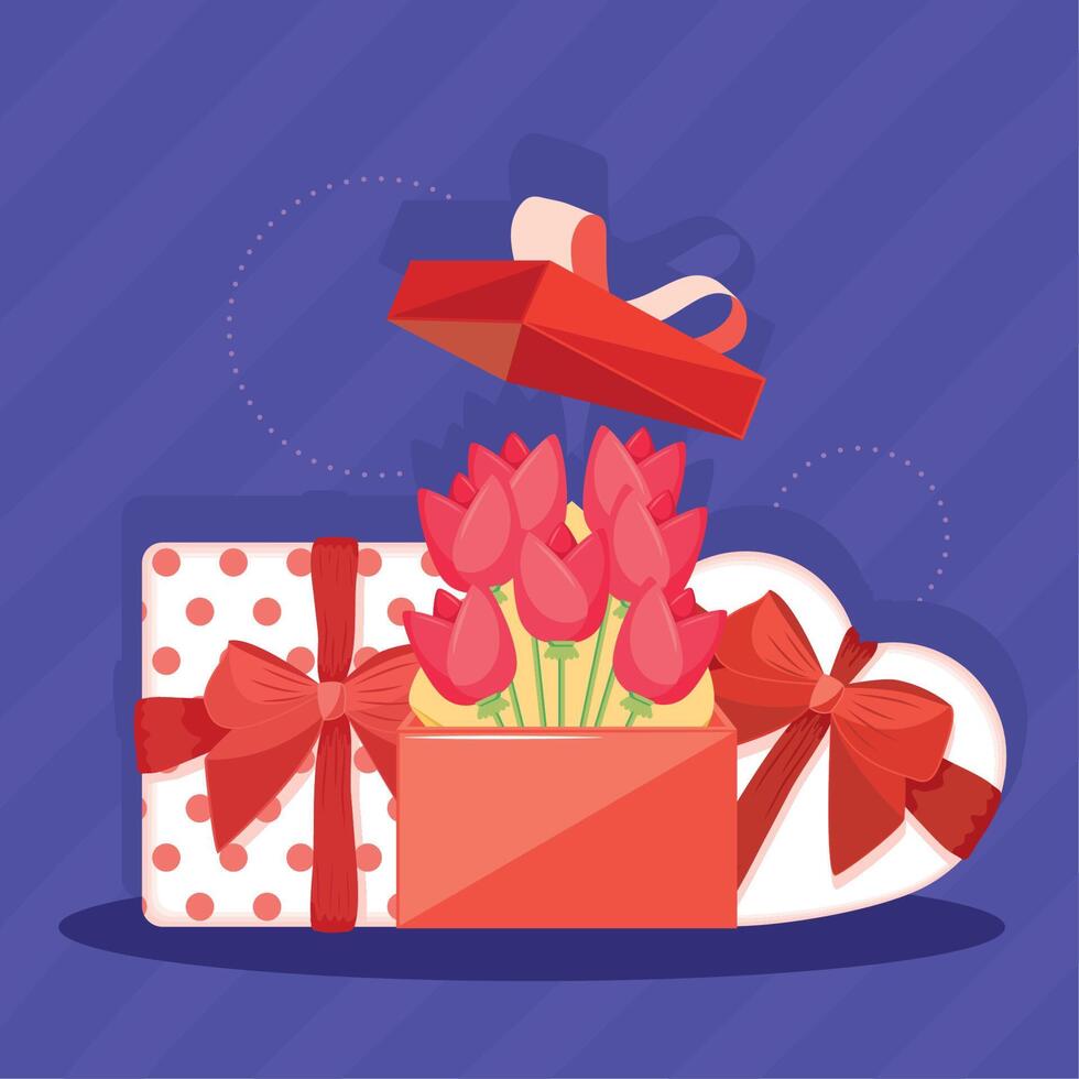 valentines three gifts vector