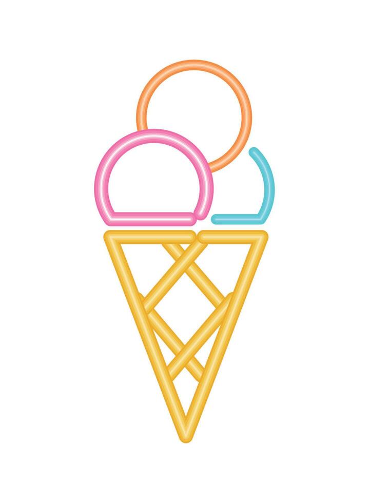 estilo de luz de neón de helado vector