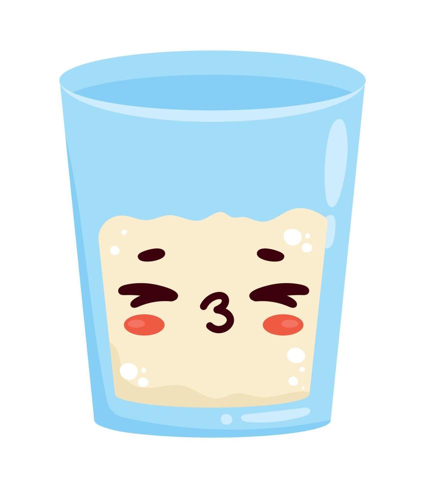 vaso de leche comida kawaii vector