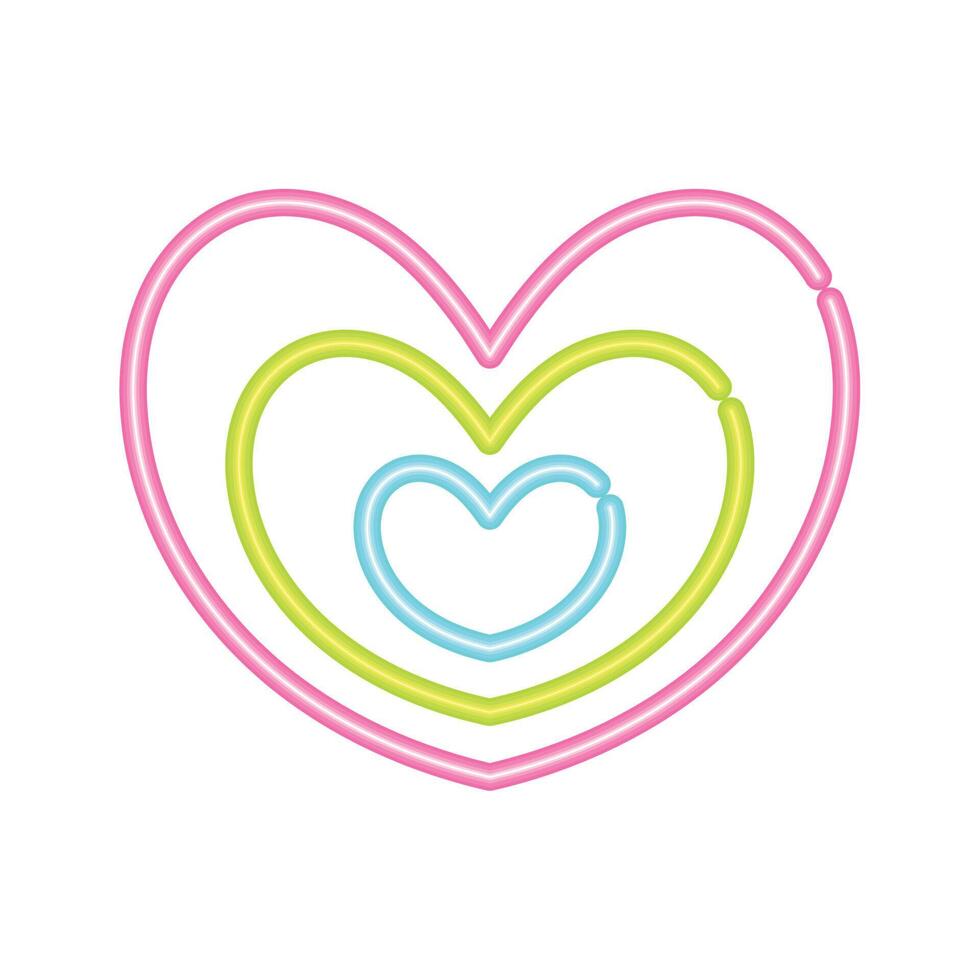 hearts neon light style vector