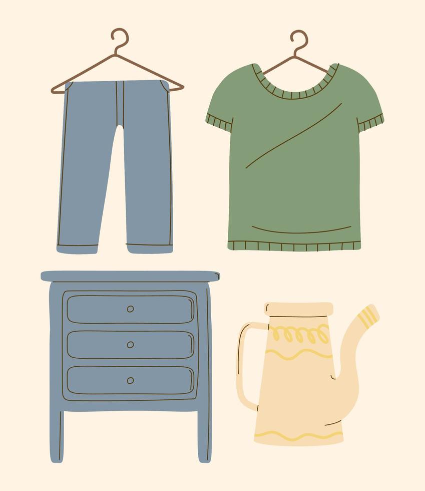 sweet home furniture four icons vector