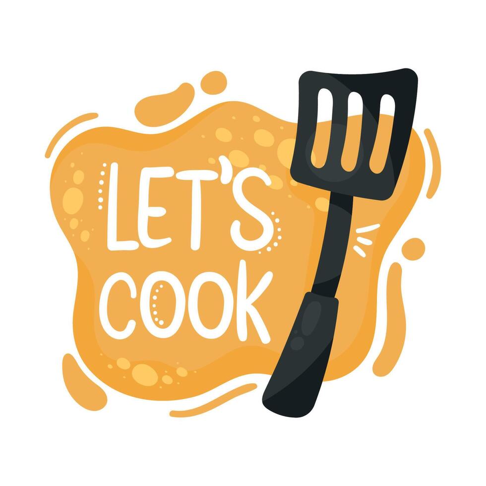 lets cook lettering vector