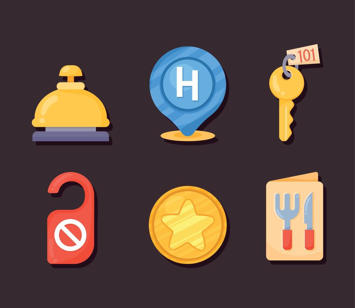 six hotel service icons vector