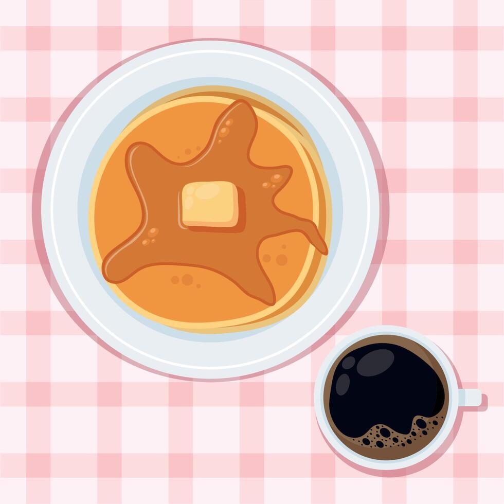 pancakes with coffee vector