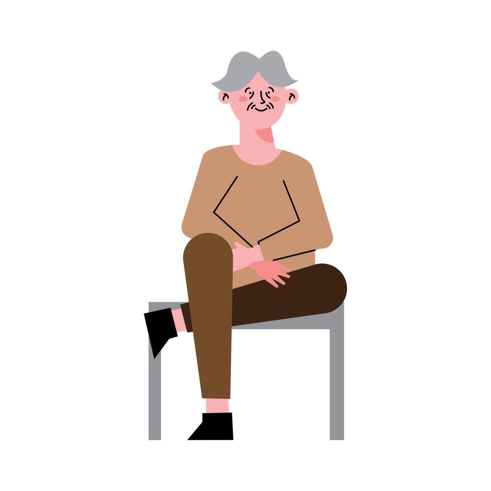 korean old man seated vector