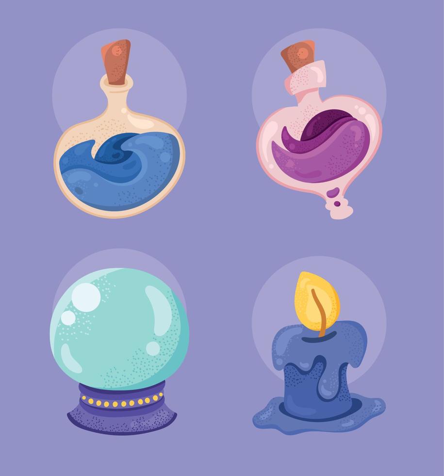 four magical occult icons vector