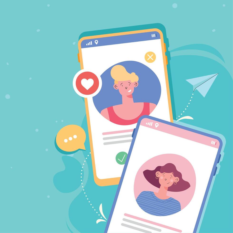 couple texting and chat vector