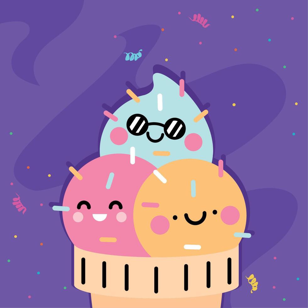 ice cream kawaii vector