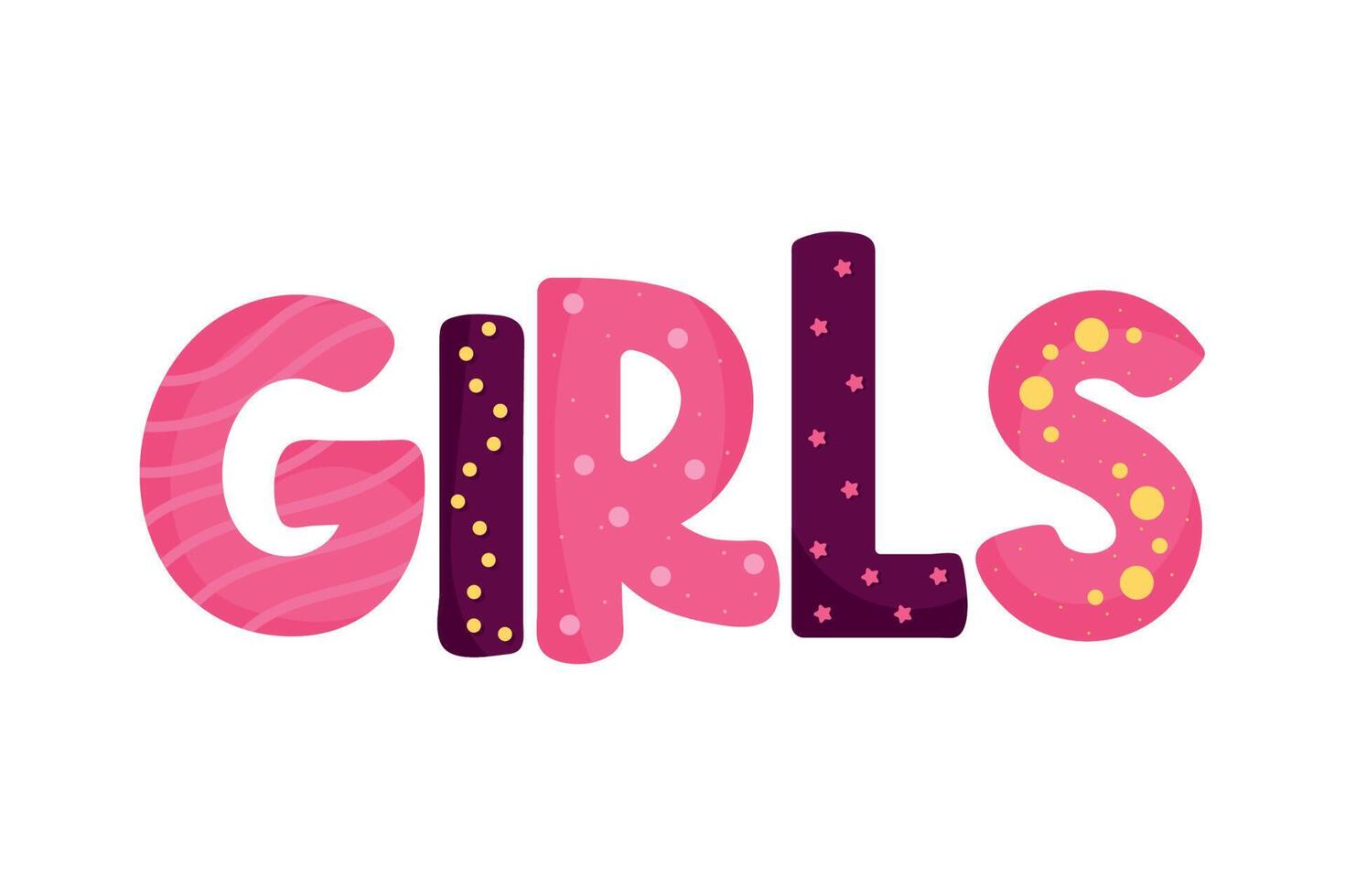 girls word lettering vector