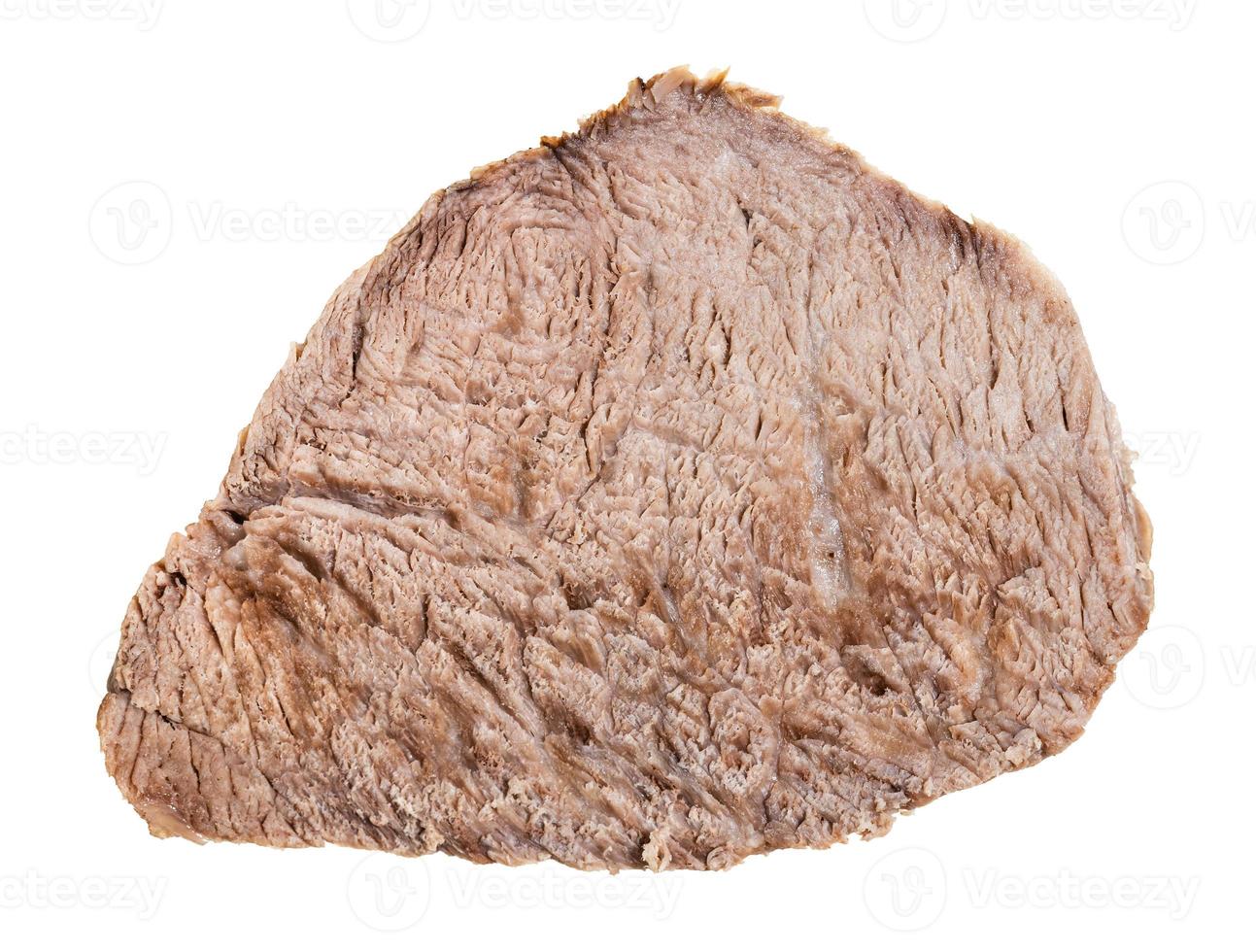 piece of boiled beef isolated on white photo