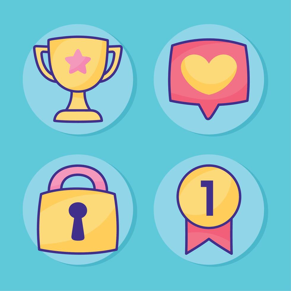 four cute icons vector