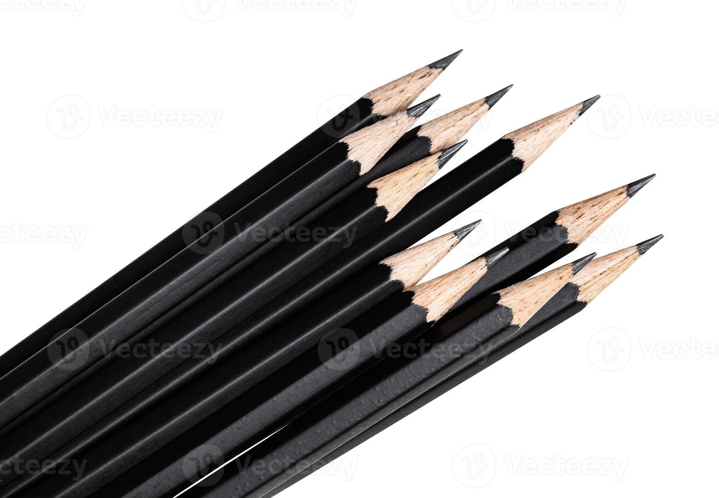 top of set of graphite pencils close up isolated photo