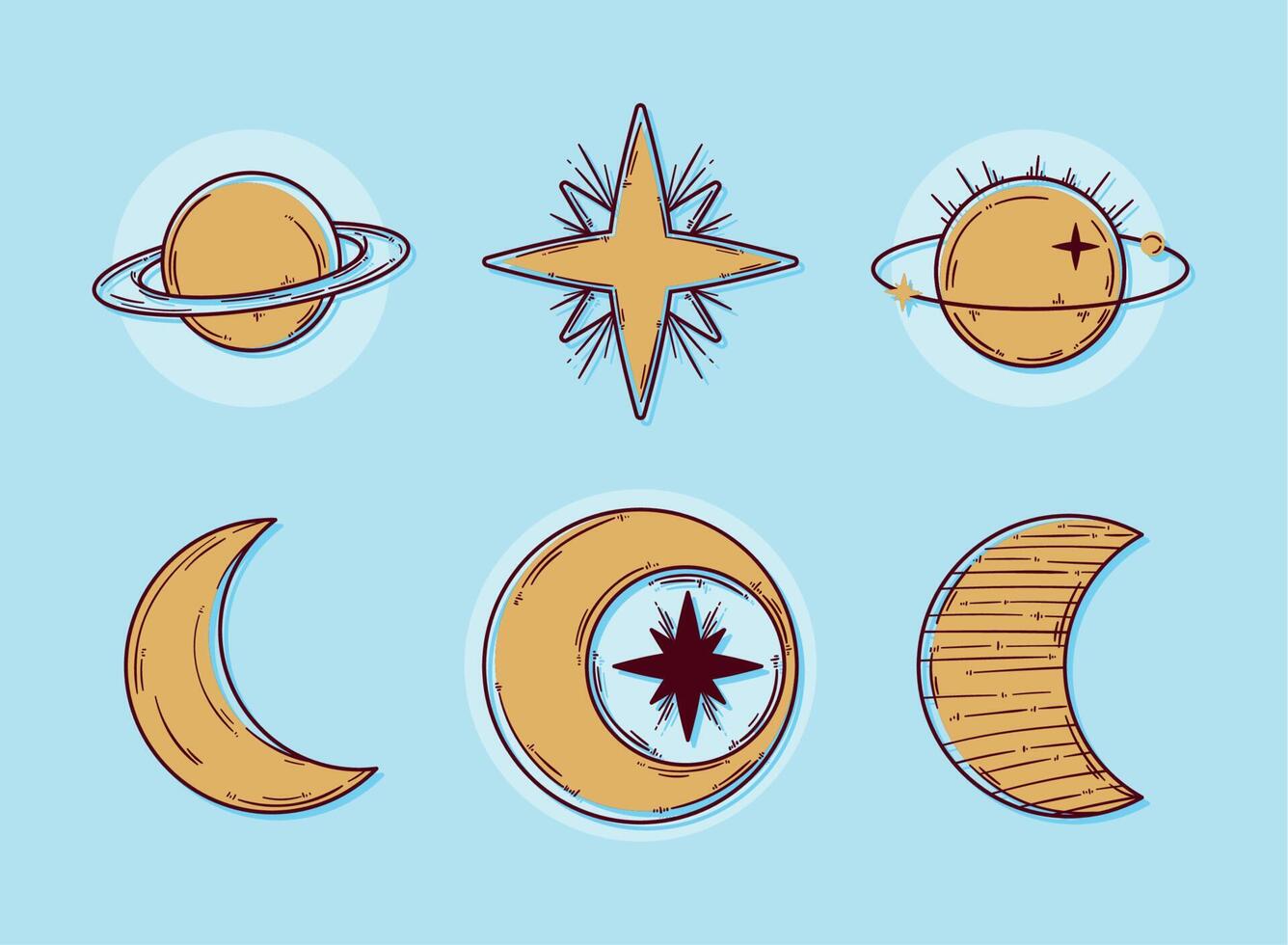 six astrology symbols icons vector