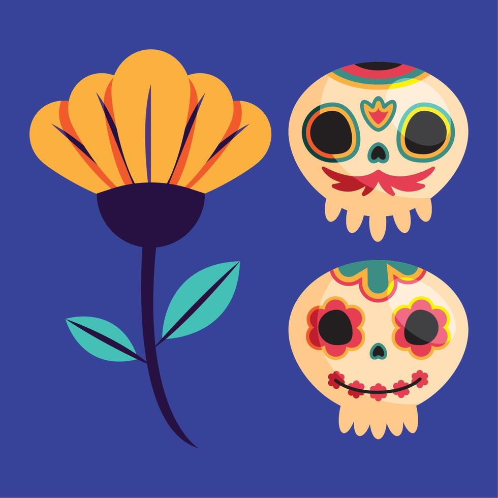 dia de los muertos tres iconos vector