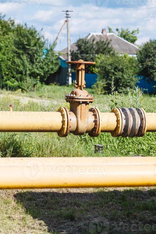 valve on gas pipeline in village photo