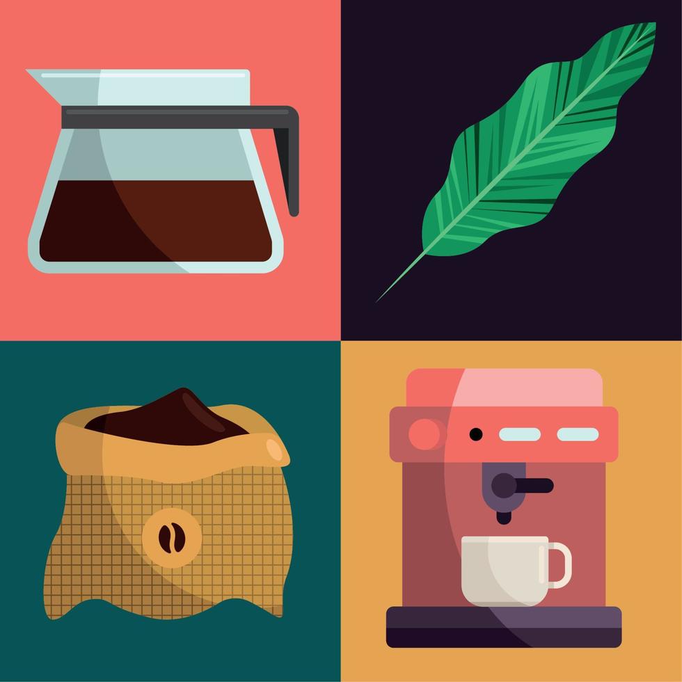 international coffee day four icons vector