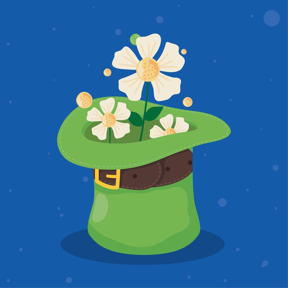 flores en sombrero de duende vector