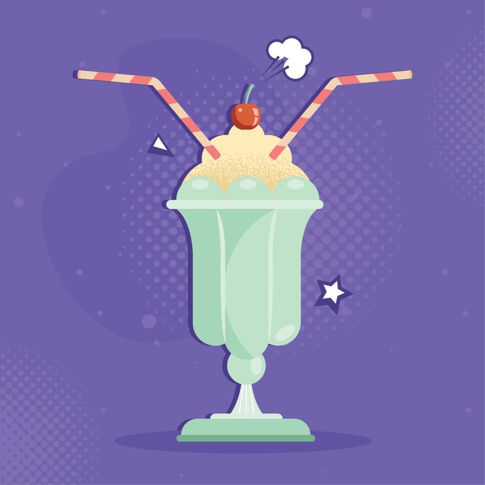 milkshake cup with berry vector