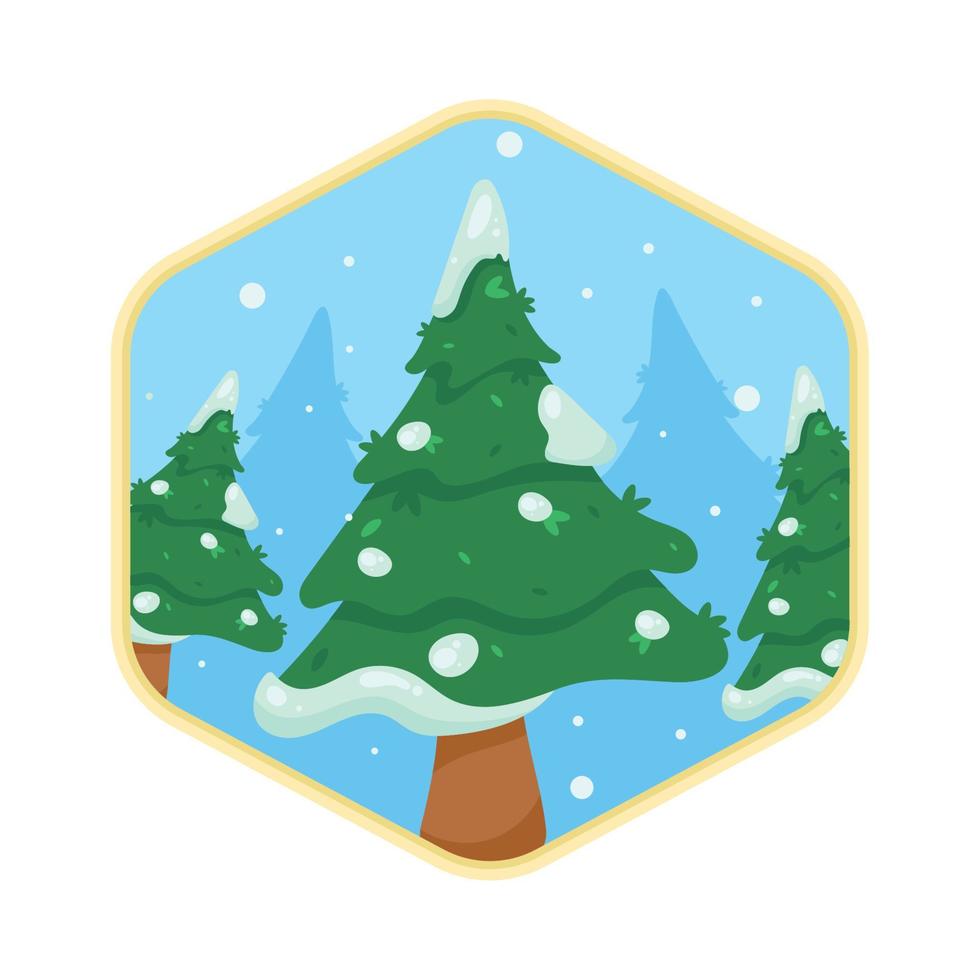 winter pines badge vector