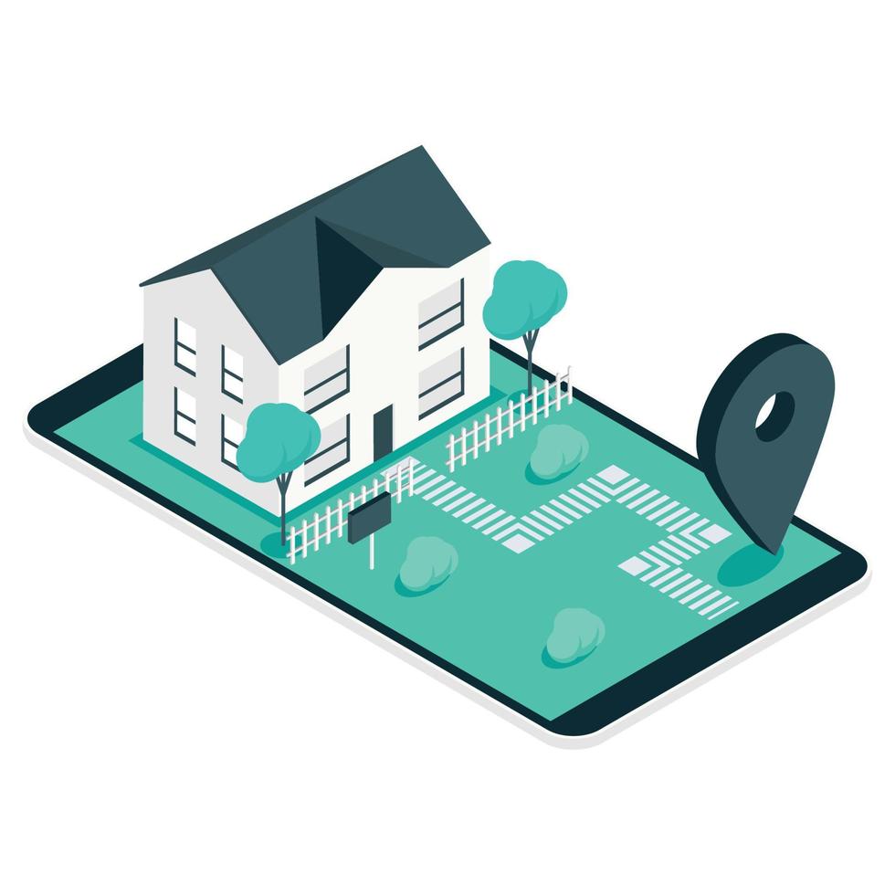 house and pin location vector