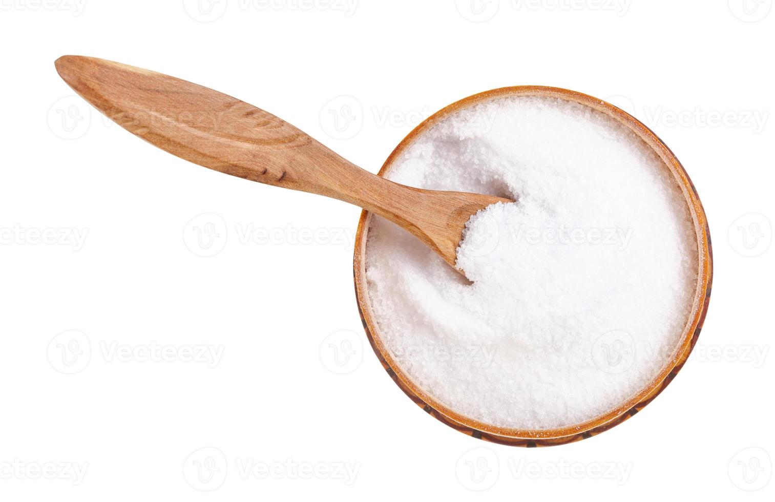 wooden salt cellar with spoon with fine Sea Salt photo