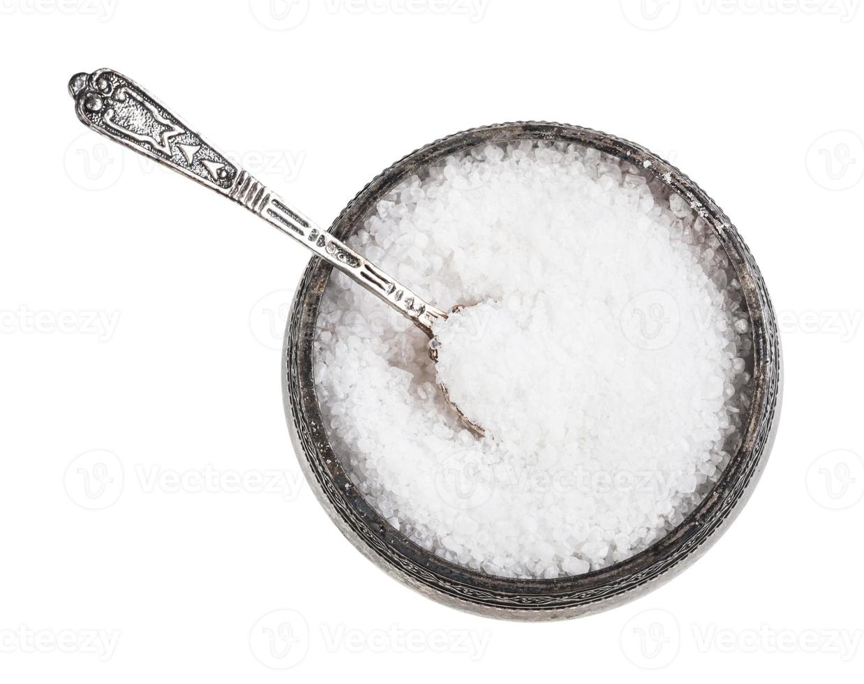 silver salt cellar with spoon with Rock Salt photo