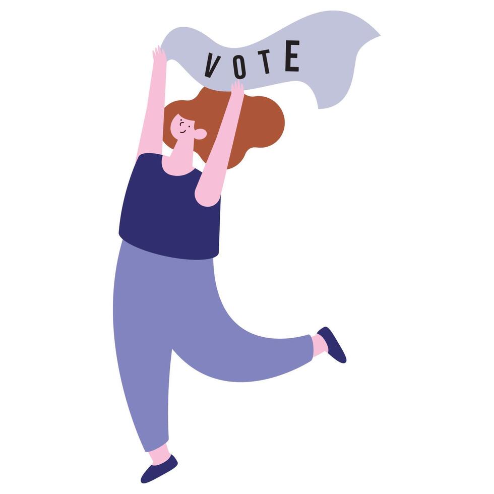 woman voter with flag vector