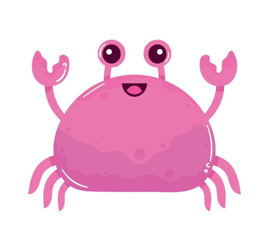 pink crab sealife animal vector