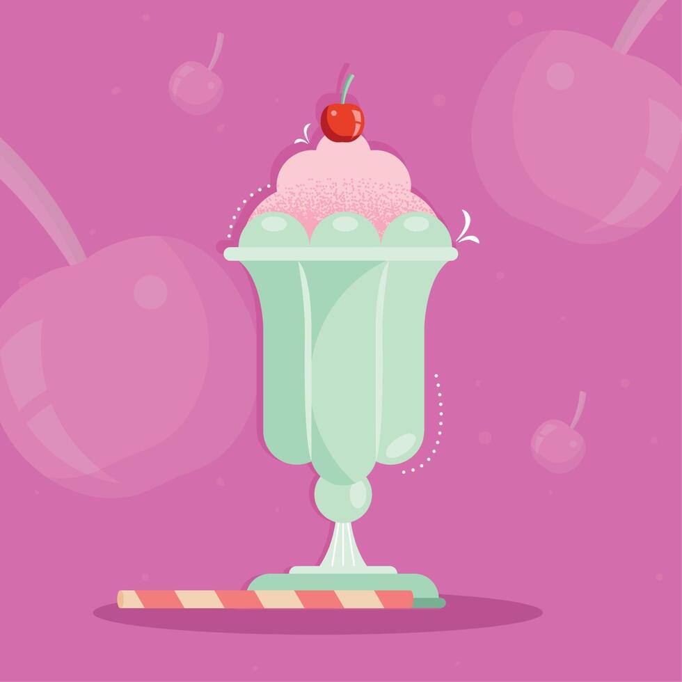 milkshake cup with cherry vector