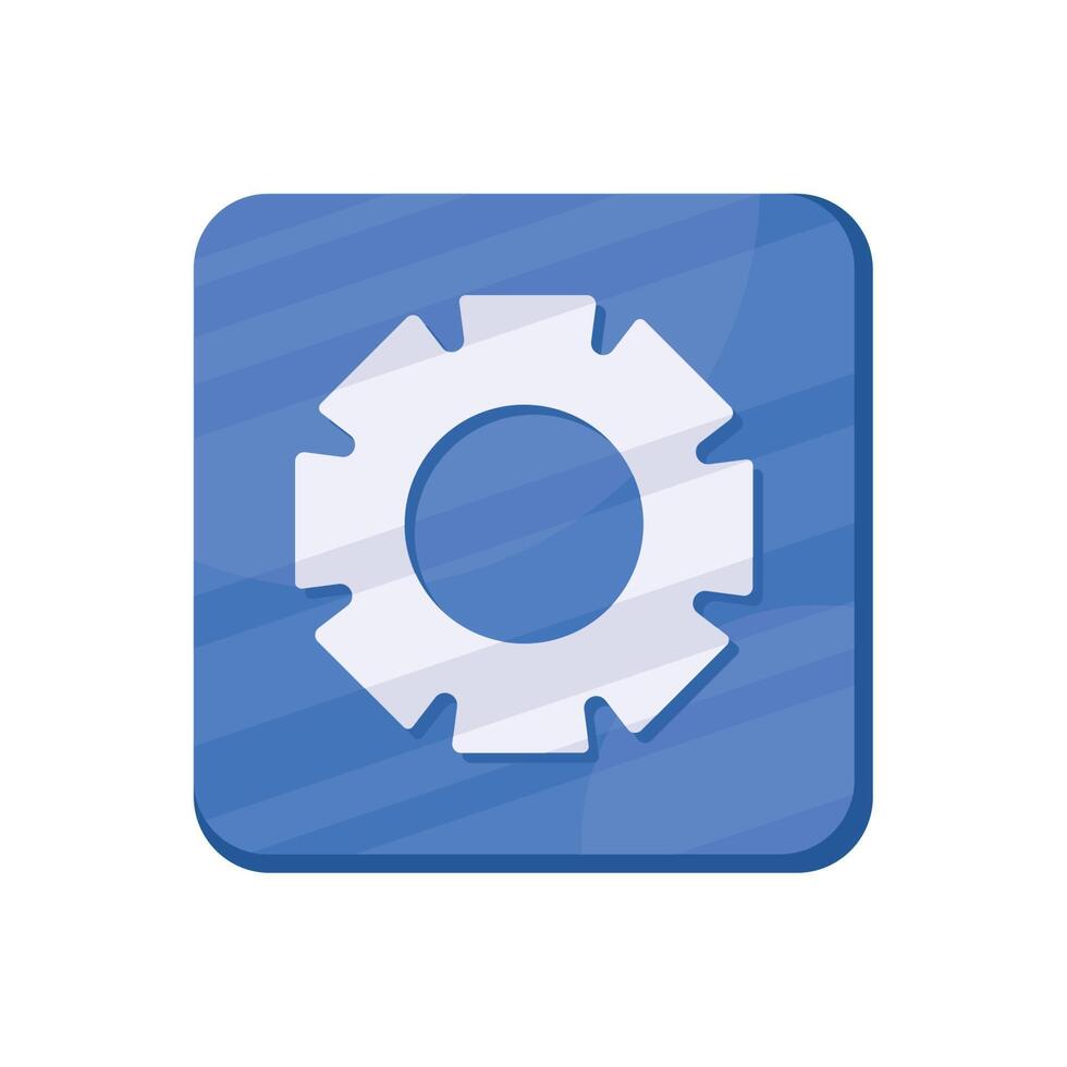 gear blue app button vector