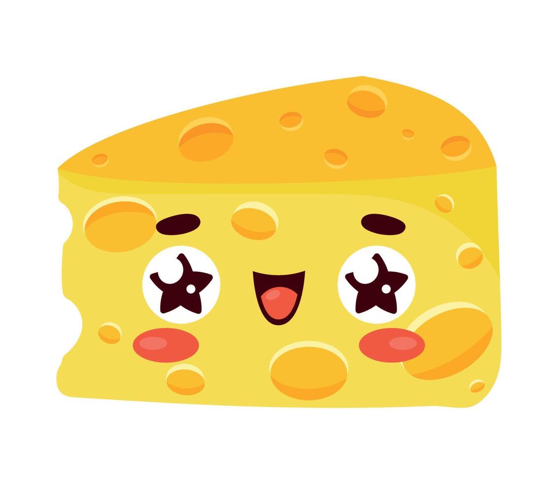 cheese kawaii food vector