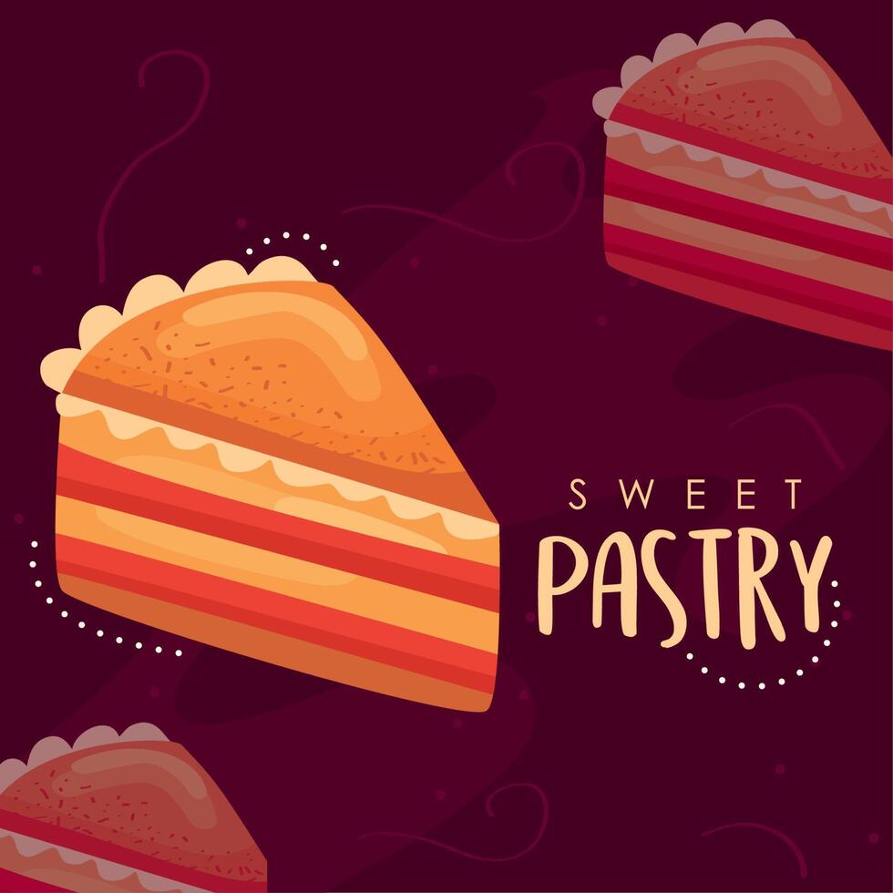 sweet pastry lettering and cakes vector