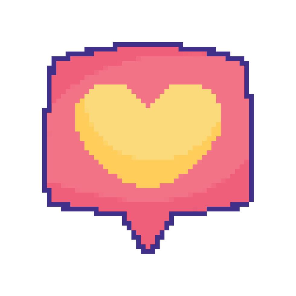 heart in speech bubble pixel art vector