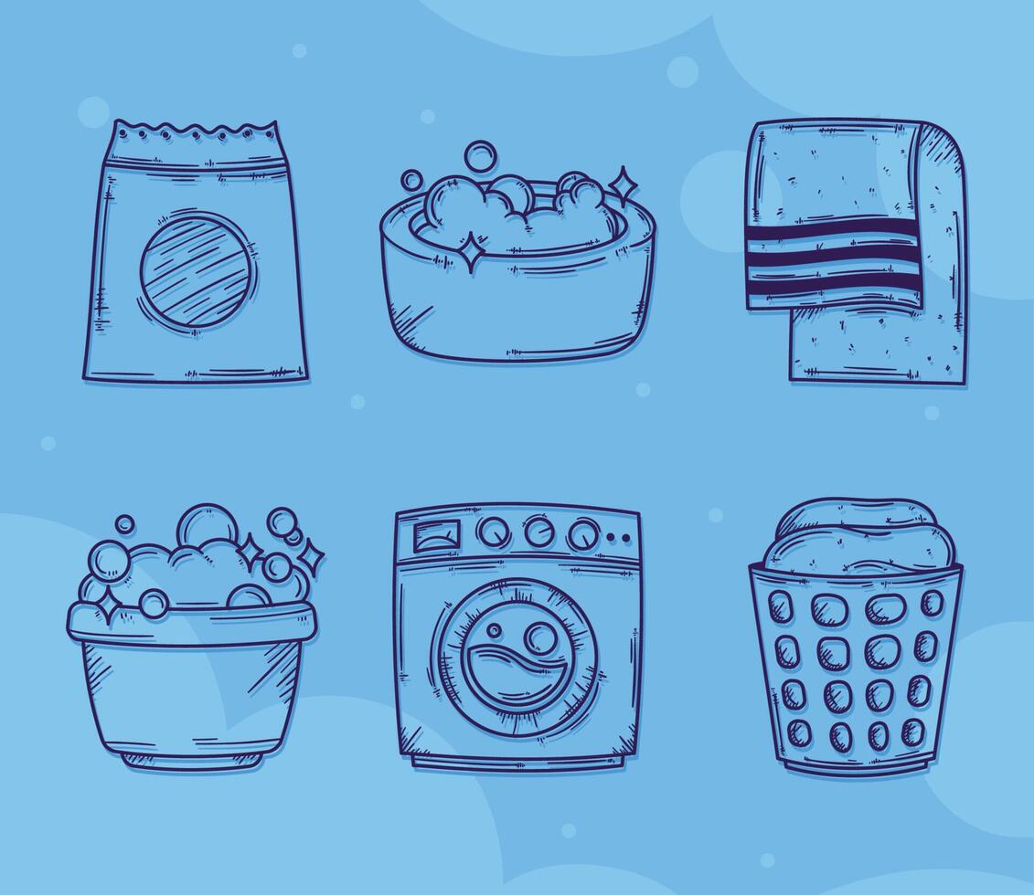 six laundry service icons vector