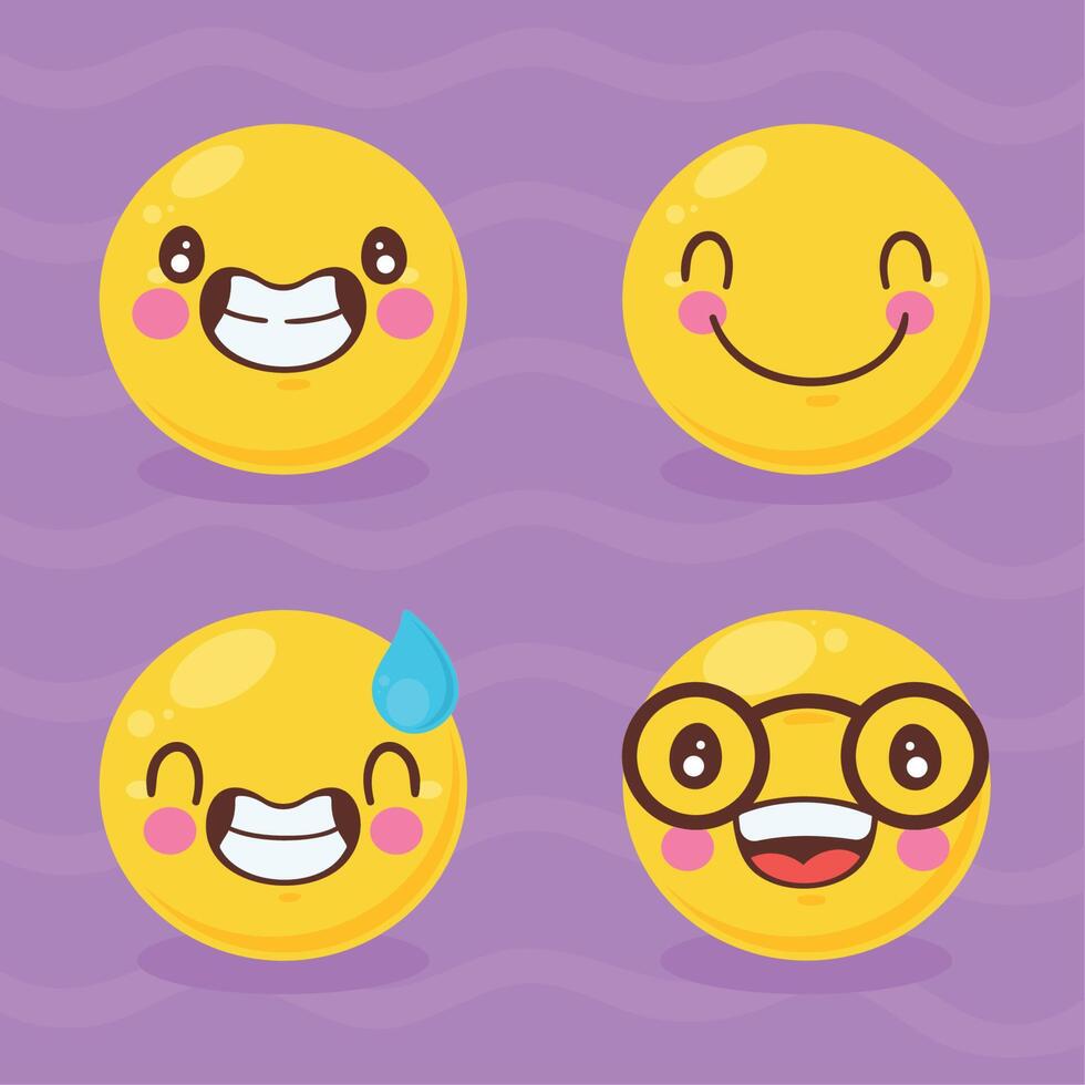 four classic emoticons vector