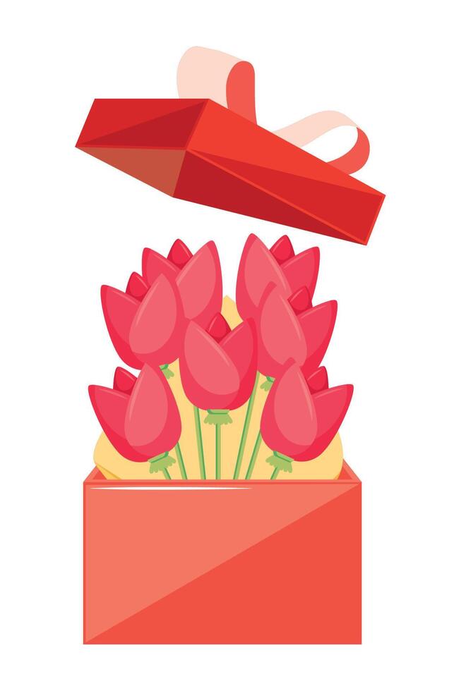 valentines gift with roses vector