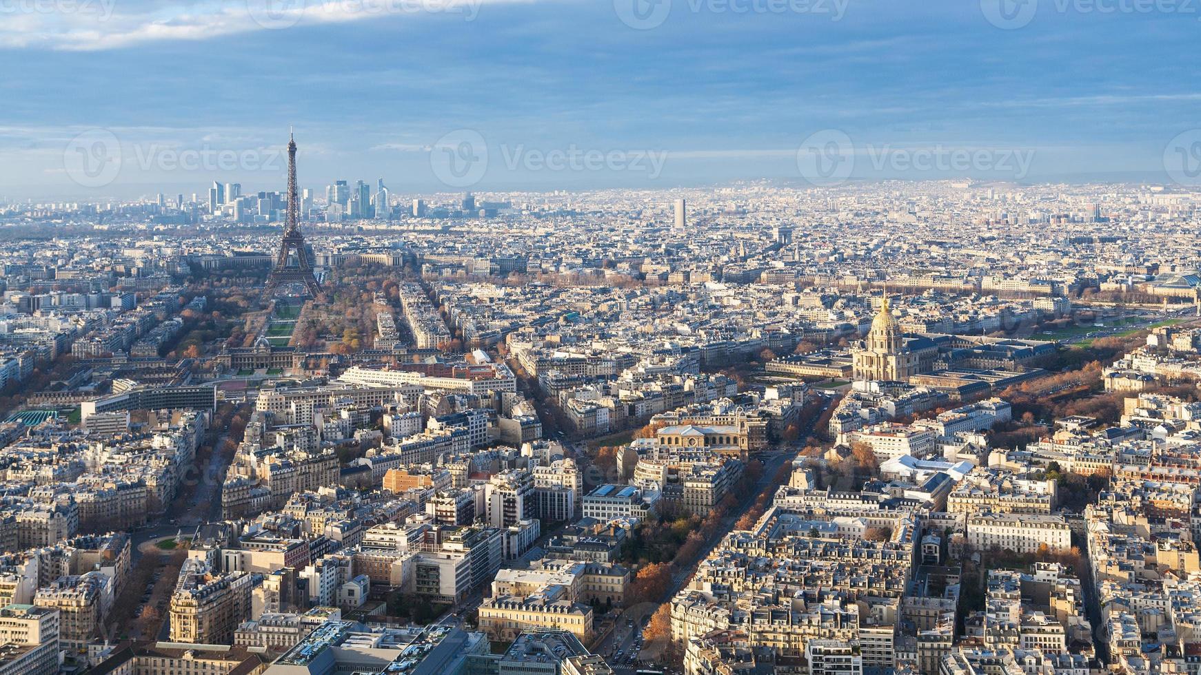 Paris with Eiffel Tower and palace Les Invalides photo
