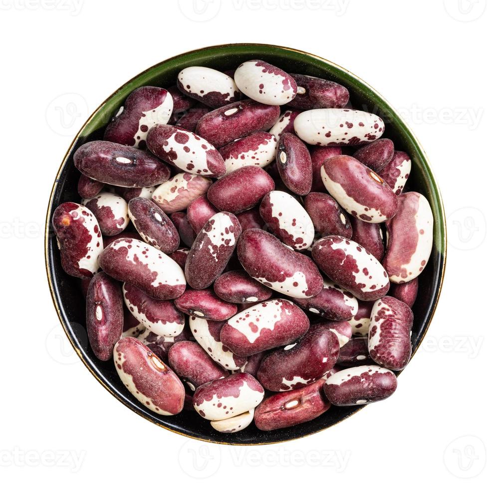 red speckled kidney beans in round bowl isolated photo