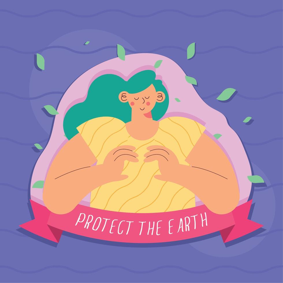 female ecologist protect the earth vector