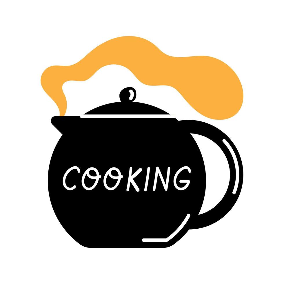 cooking lettering in teapot vector