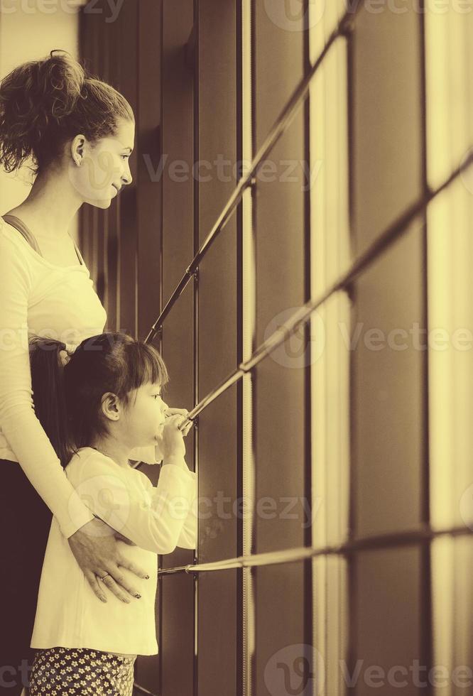 Charming family spends time in the gym photo