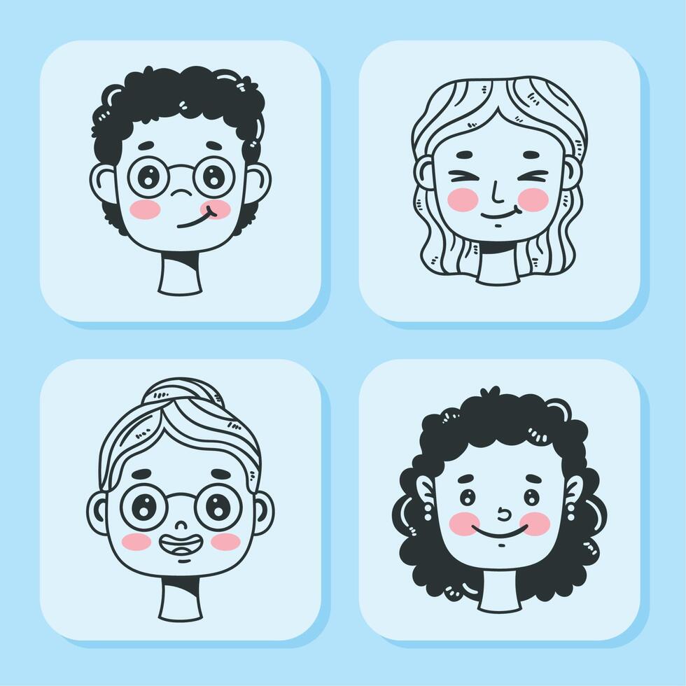 persons heads four characters vector