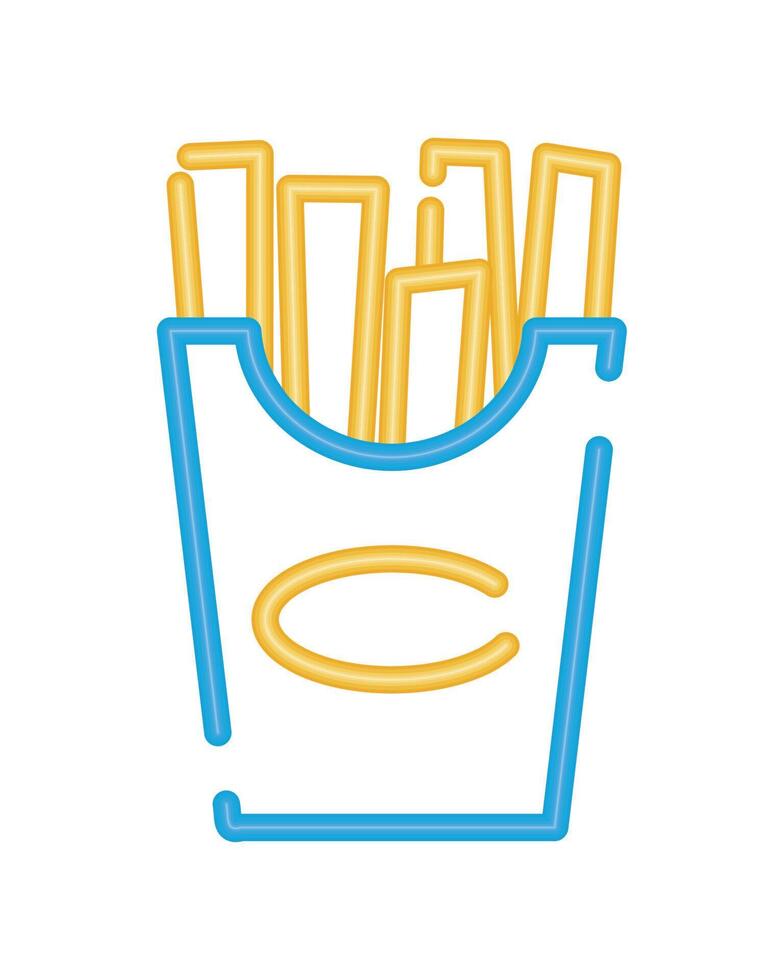 french fries neon light style vector